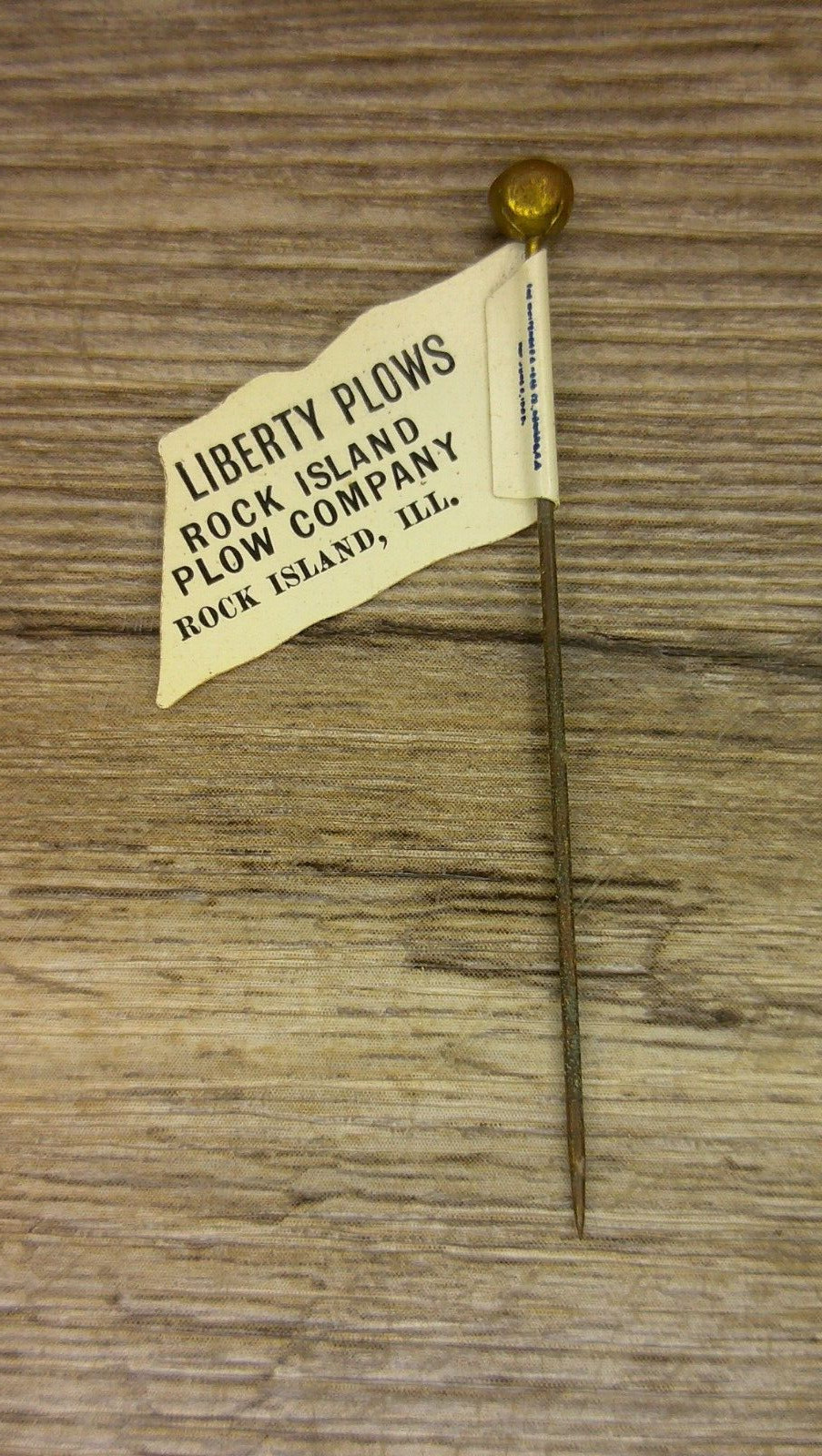 Flag stick pin advertising Liberty Plows Rock Island plow co Rock Island, Il Z93