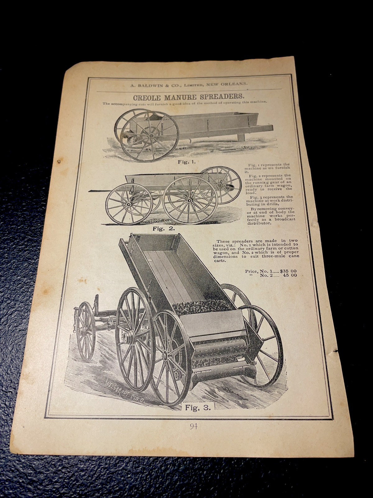 1891 Baldwin – Creole Manure Spreader Farm Advertising – New Orleans