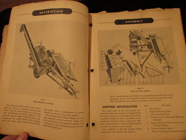 Vintage Woods Brothers corn Picker 1951 manual tractor attachment Farm Equipment
