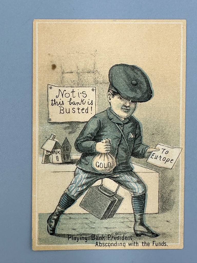 1880s BISSELL PLOW WORK Advertise FARM Trade Cards SOUTH BEND Indiana BANK BUST