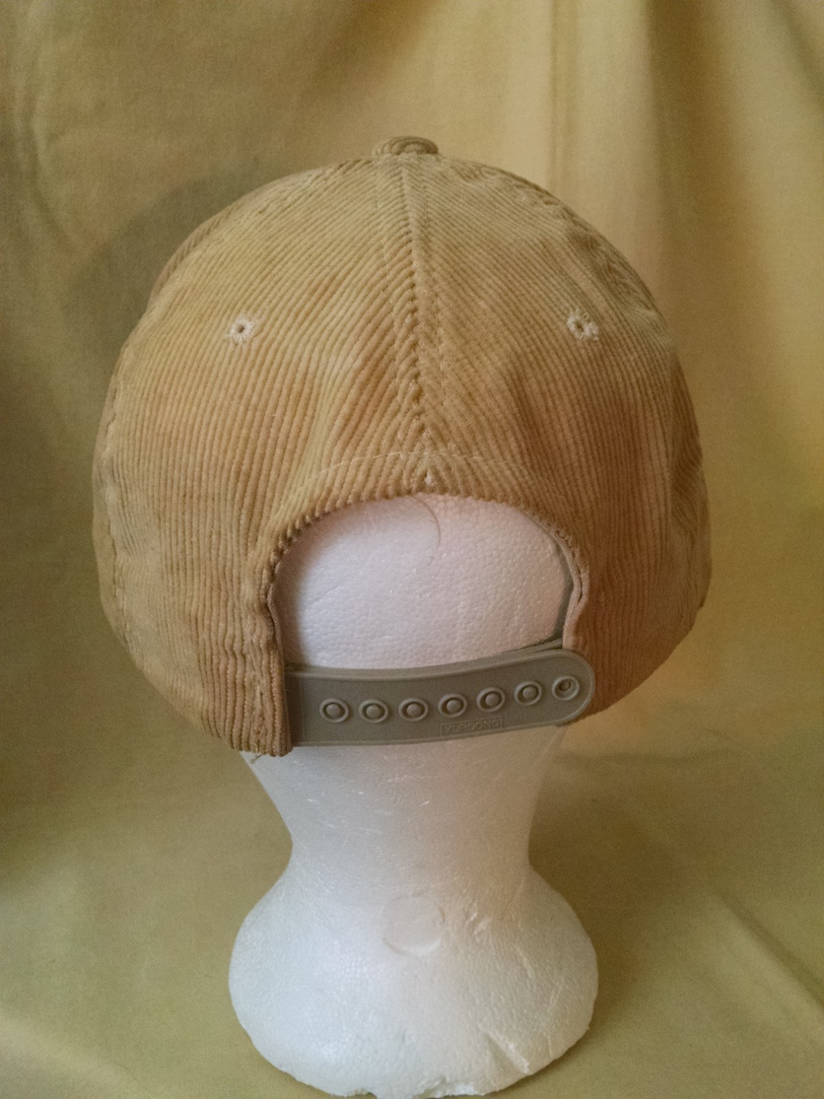 WAMPLER LONGACRE HAT BASEBALL BALL CAP TAN CORDUROY PATCH ADJ SNAPBK YUPOONG.