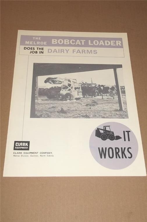 1975 MELROE BOBCAT LOADER in DAIRY FARMS CLARK EQUIPMENT SALES CATALOG BROCHURE