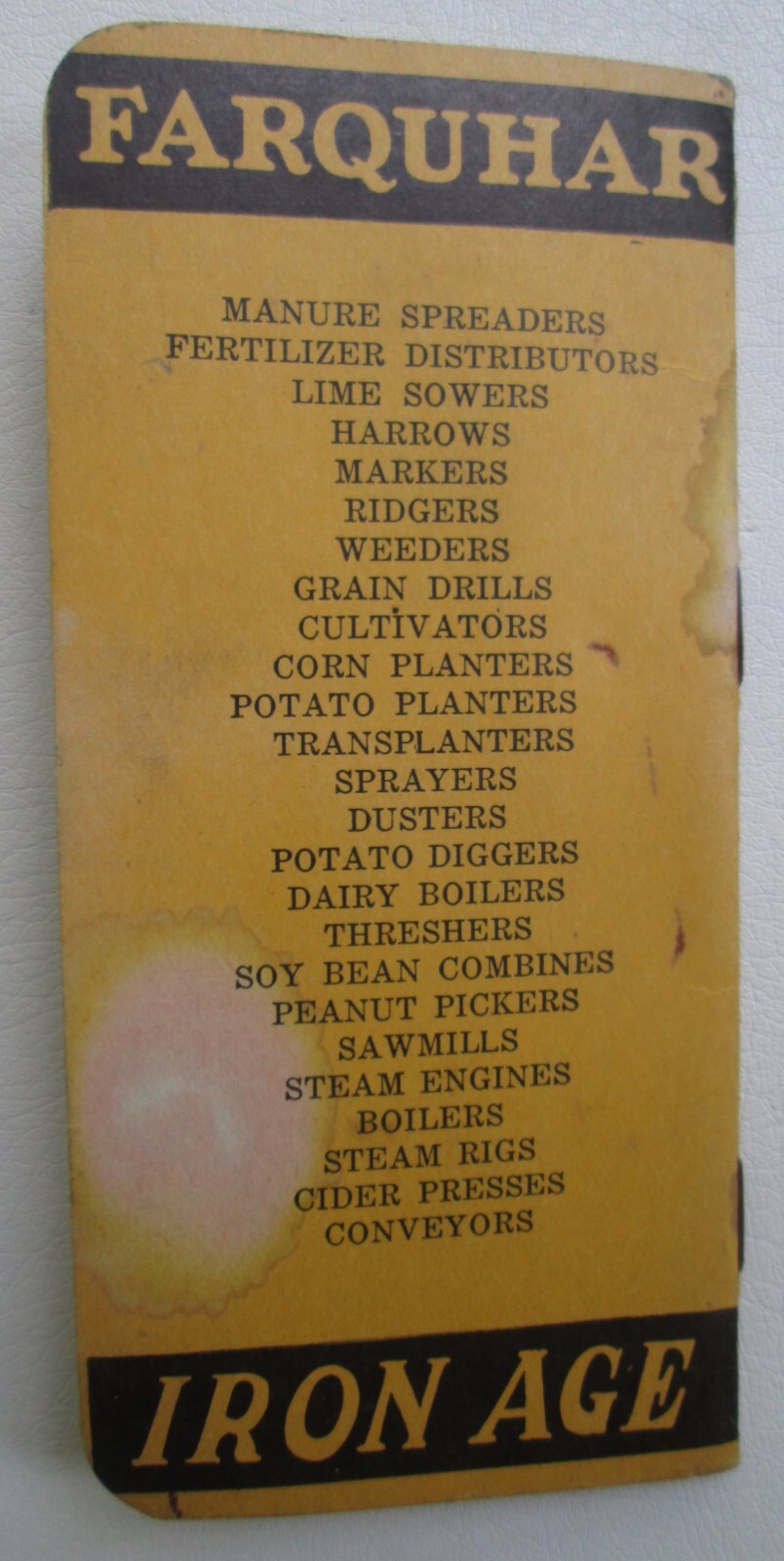Farquhar Iron Age Pocket Notebook Potato Planter Spreader Diggers Transplanter