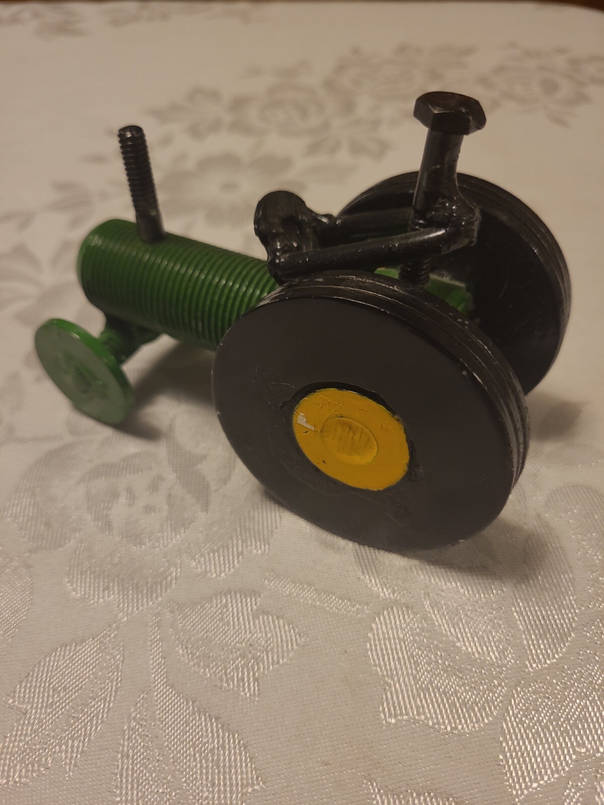 Custom Handmade Farm Tractor Scrap Bolts & Nuts – Black, Green 3 1/2&Prime; H x 5&Prime; L