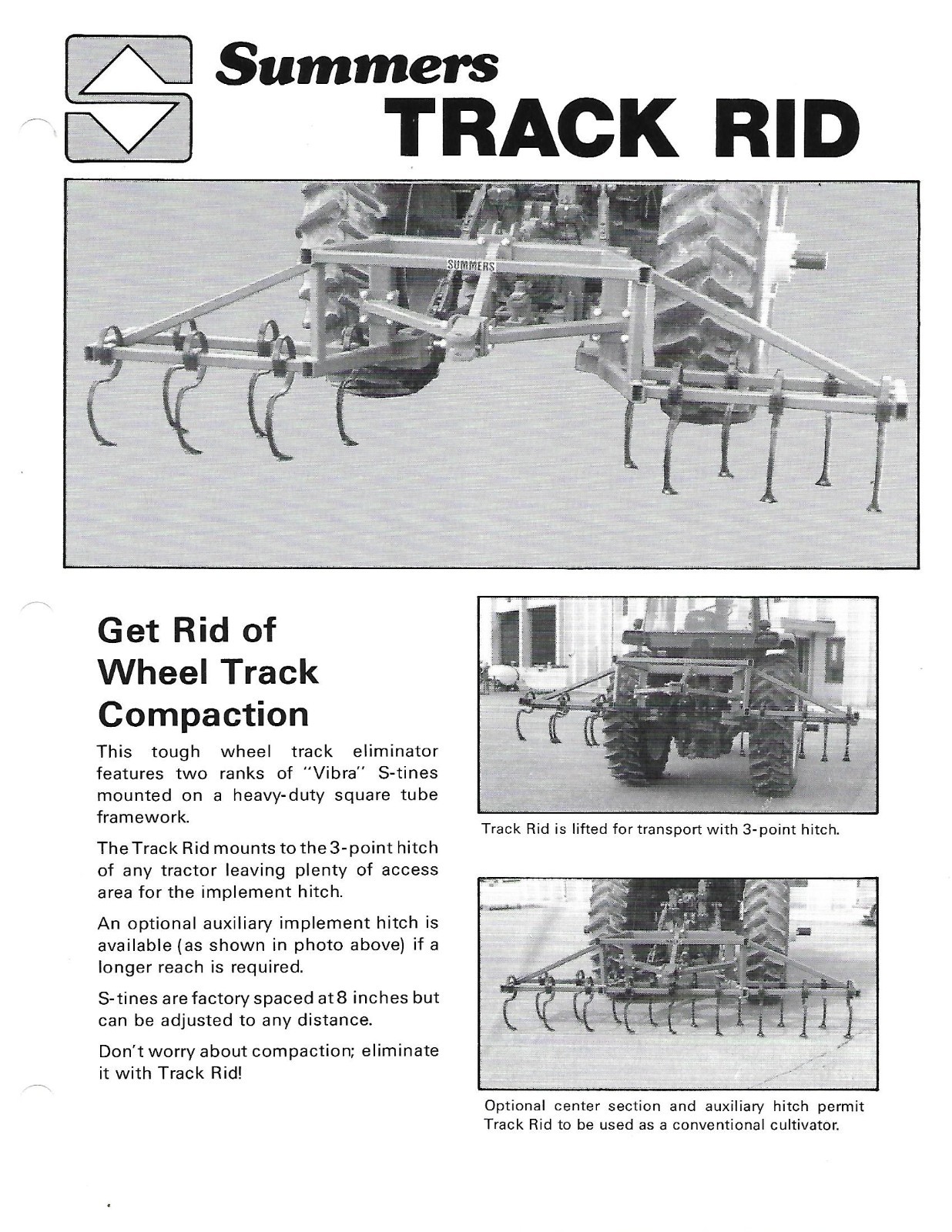 Farm Implement Data Sheet – Summers – Track Rid – 1987 Brochure (F9501)