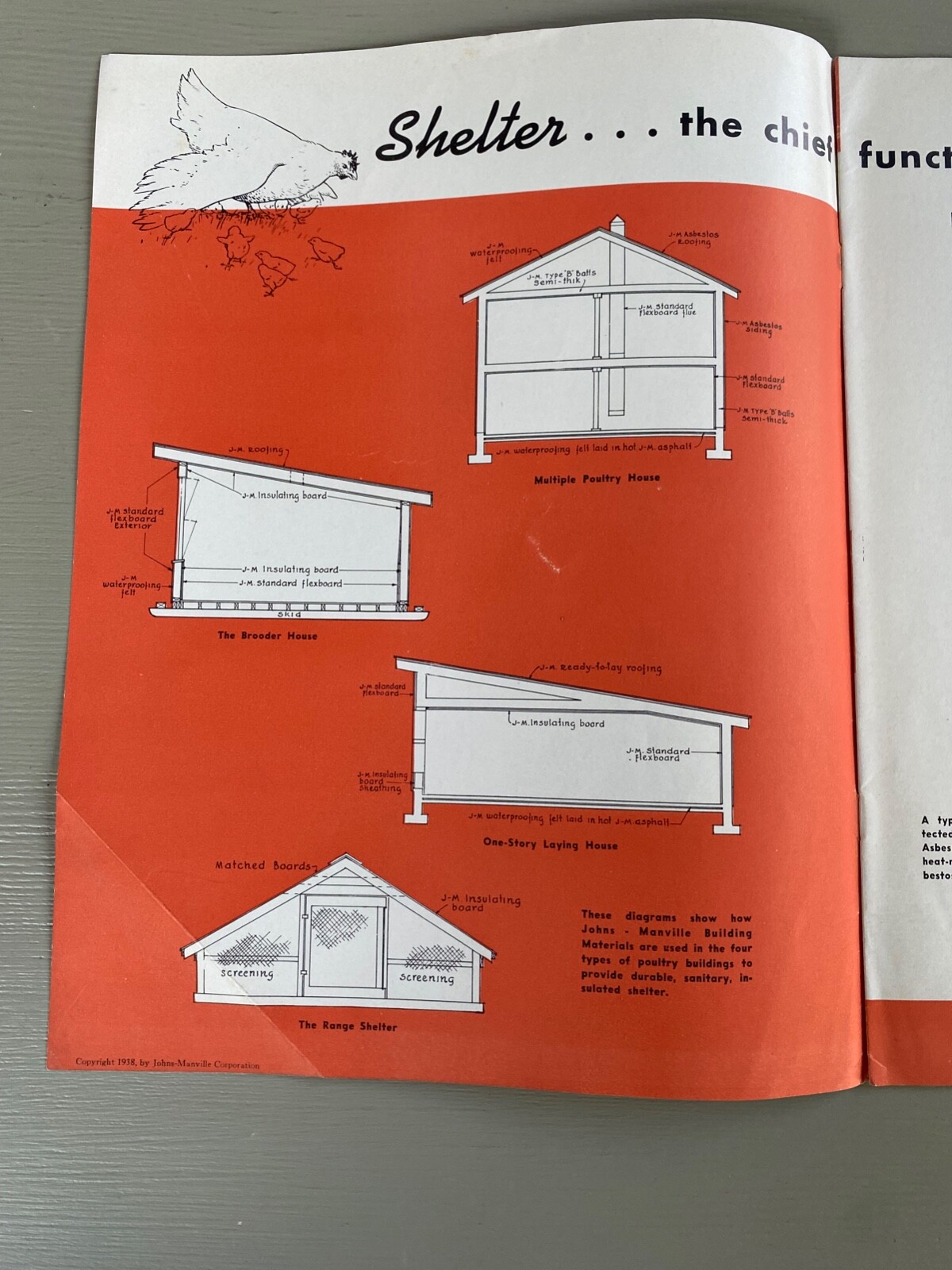 Vintage Johns-Manville Poultry House Building Materials Asbestos Siding Brochure