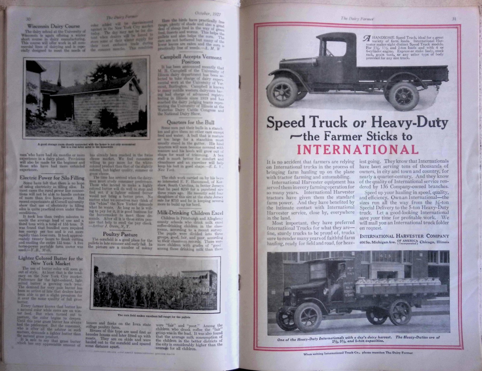 The Dairy Farmer Magazine Oct 1927 Des Moines Iowa Purina IH Bell System