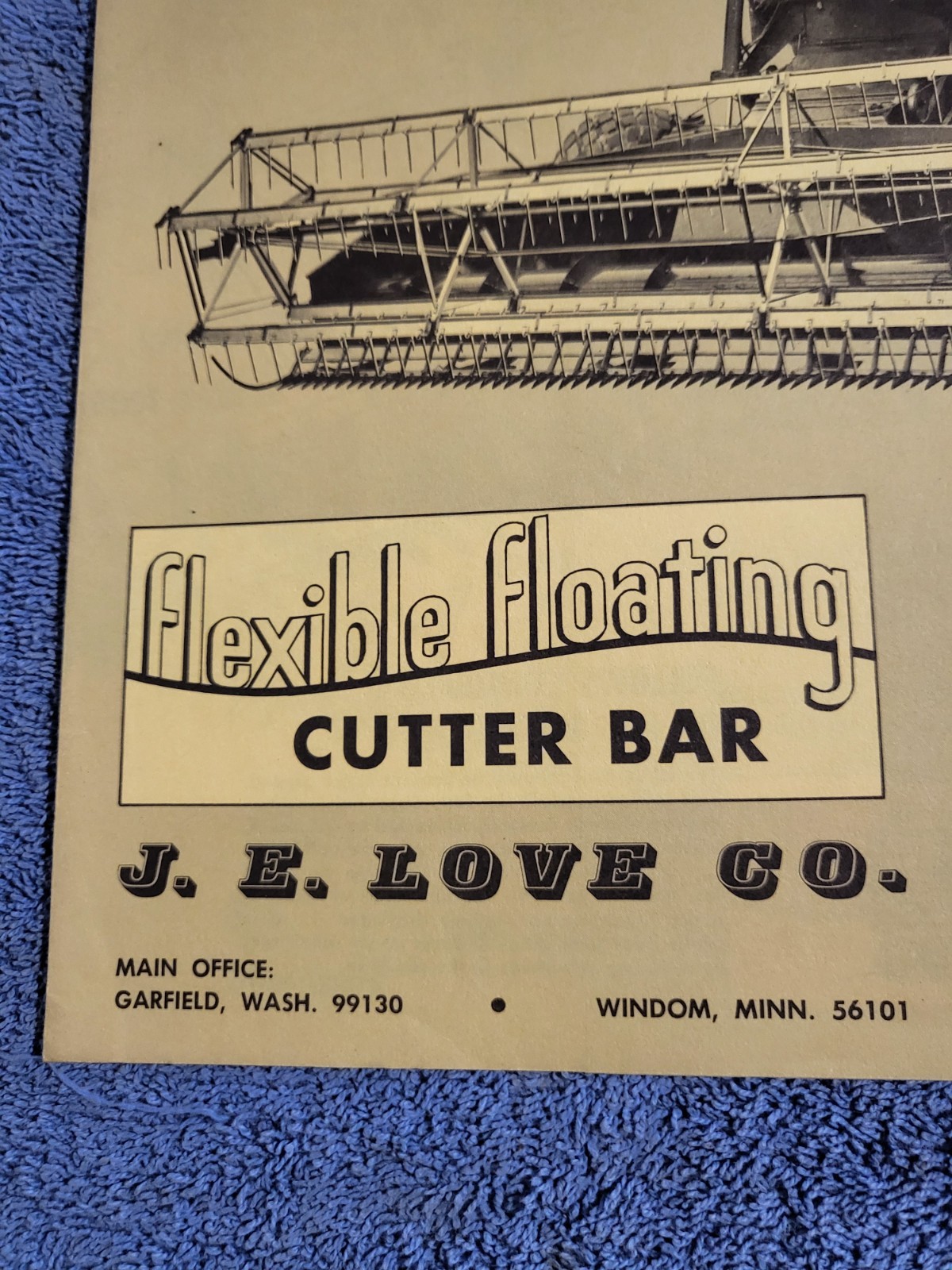 JE LOVE Vintage 1969 Brochure Flexible Floating Cutter Bar Harvesting Equipment