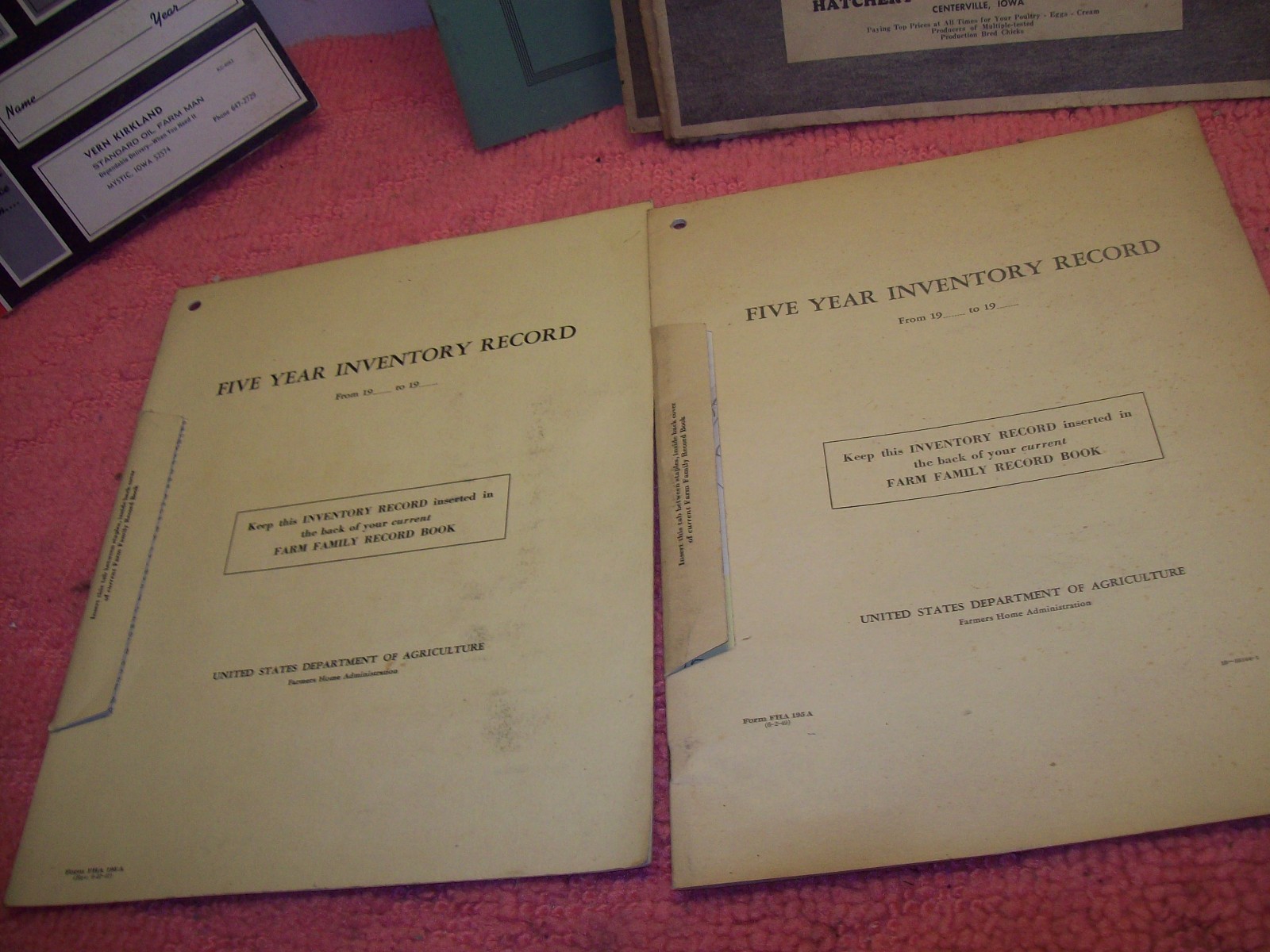 Vintage Lot 1940s 1950s 1960s FHA FSA Farm Record Book, Standard Oil, Waggoners