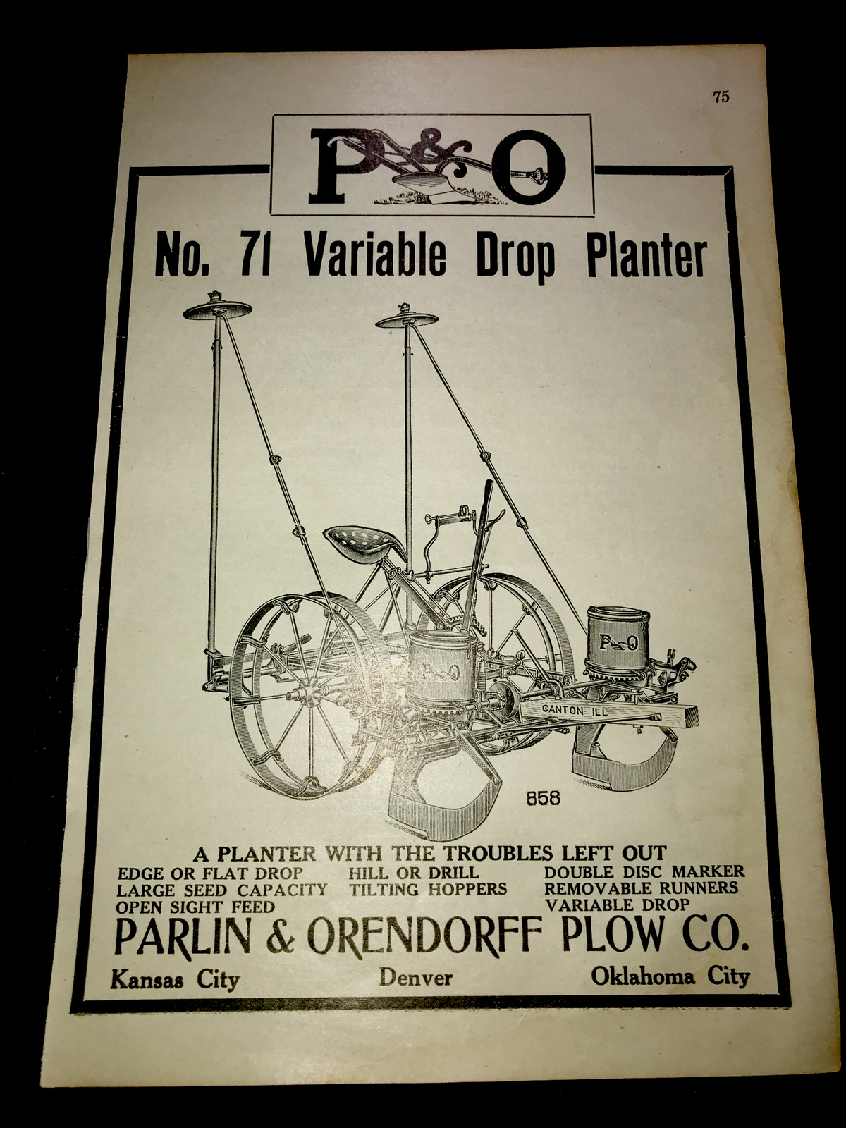 1916 Parlin & Orendorff P&O Farm Advertising – Kansas City Denver Oklahoma