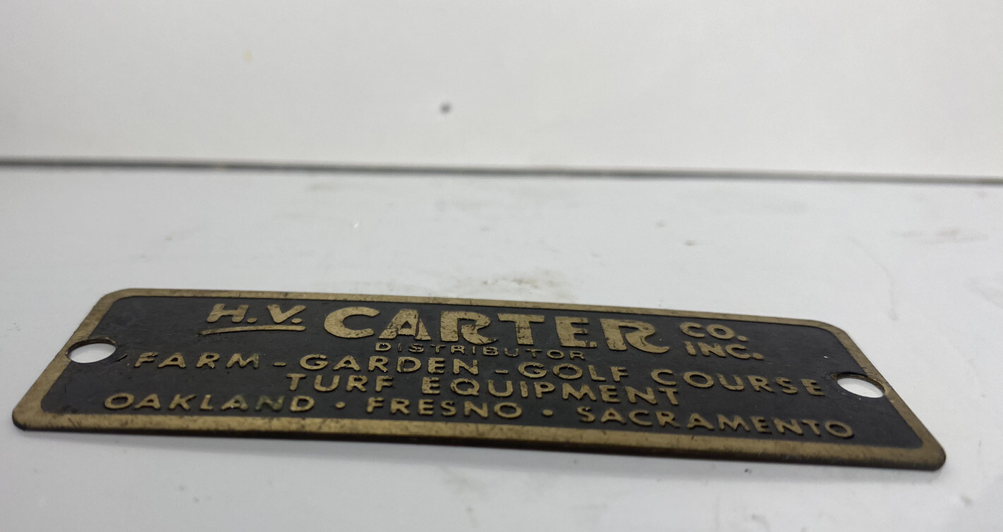 H V Carter Farm Garden Golf Course Brass Emblem Name Plaque San Francisco Ca