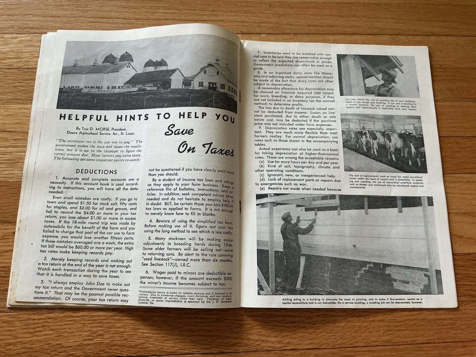 1947 Farm Acct. Record Book – J. F. Anderson Lumber Co. Minnesota, Iowa, Dakotas