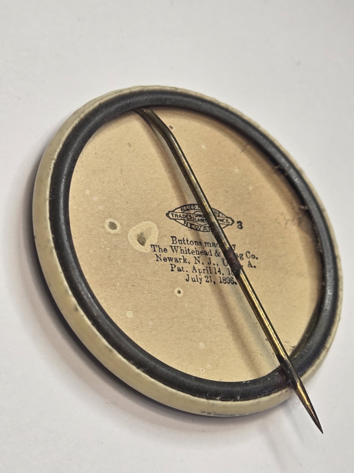 Early Tractor Rock Island Plow Co 1896 Original Antique Pinback Button Clock