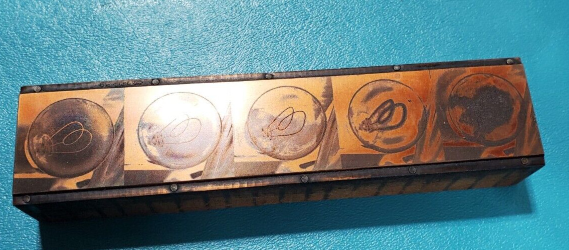 CHAPMAN Electric Double Curl Filament Light Bulb Copper PRINTING PLATE Block