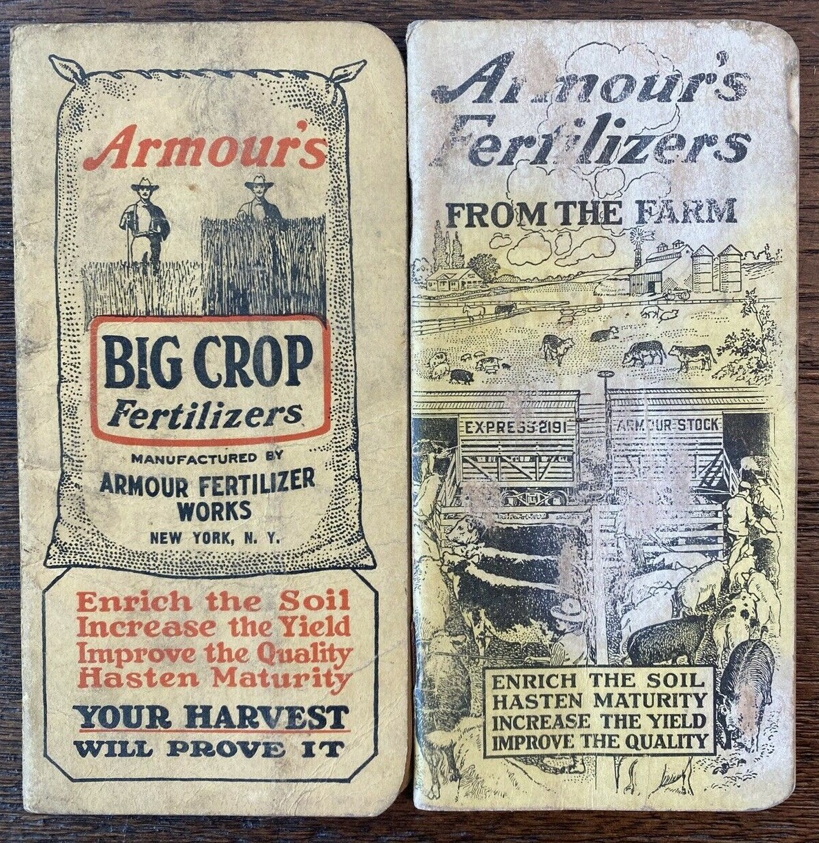 Armours Fertilizers Farmer Pocket Memo Book Reference Calendars Used 1918 1921