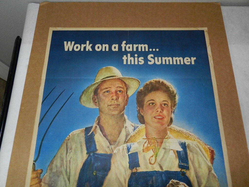 VINTAGE ADVERTISING POSTER- 1943 U.S. CROP CORPS POSTER- WORLD WAR II POSTER