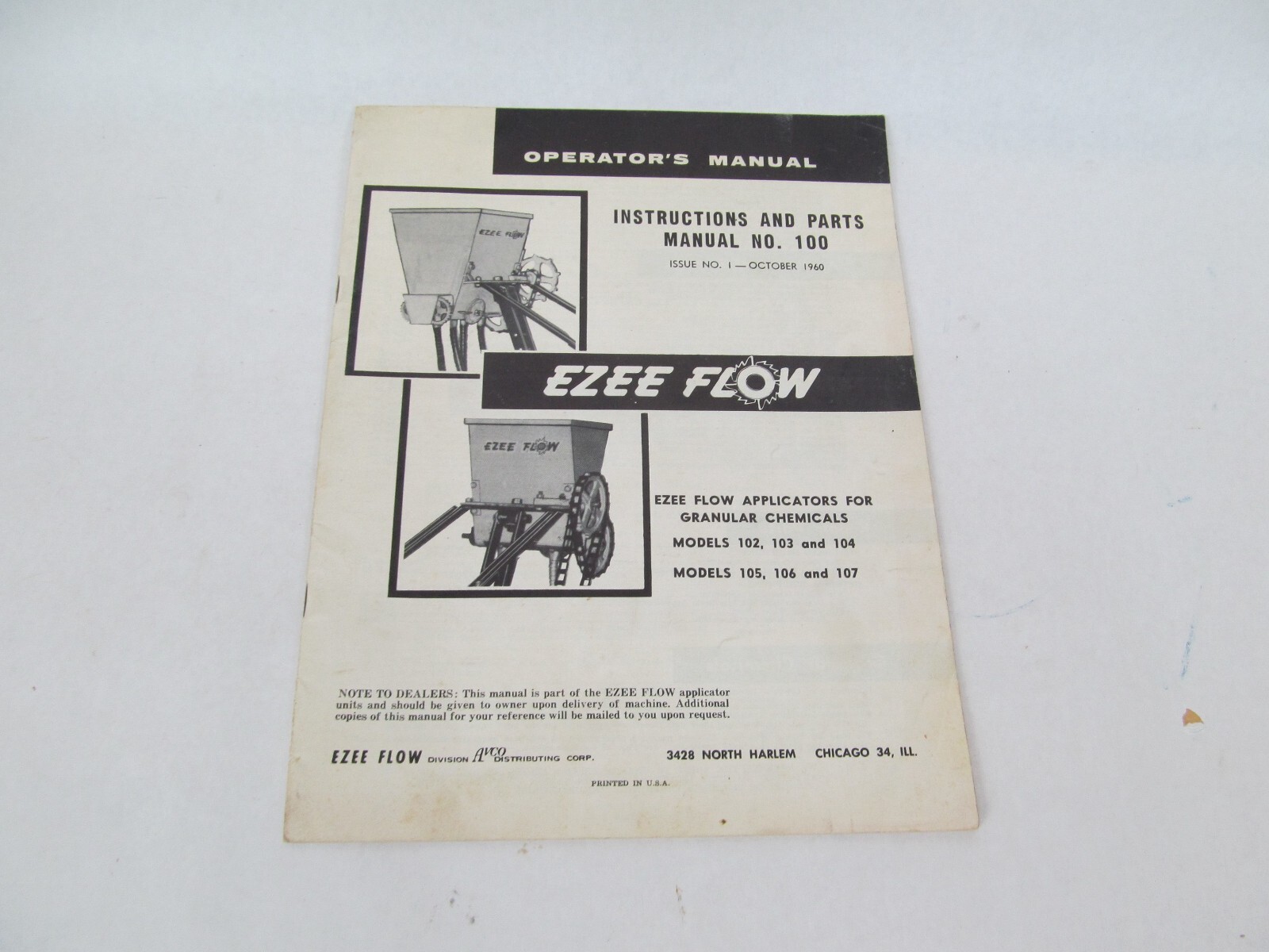 Ezee Flow Manual No. 100 Avco October 1960 Vintage