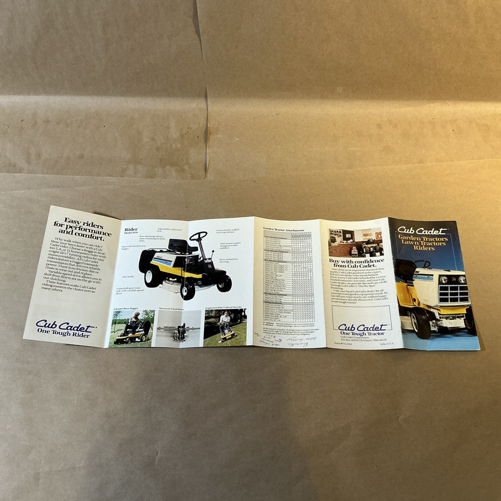Vintage Original Cub Cadet Garden And Lawn Tractors Brochure As Is INV-P1138