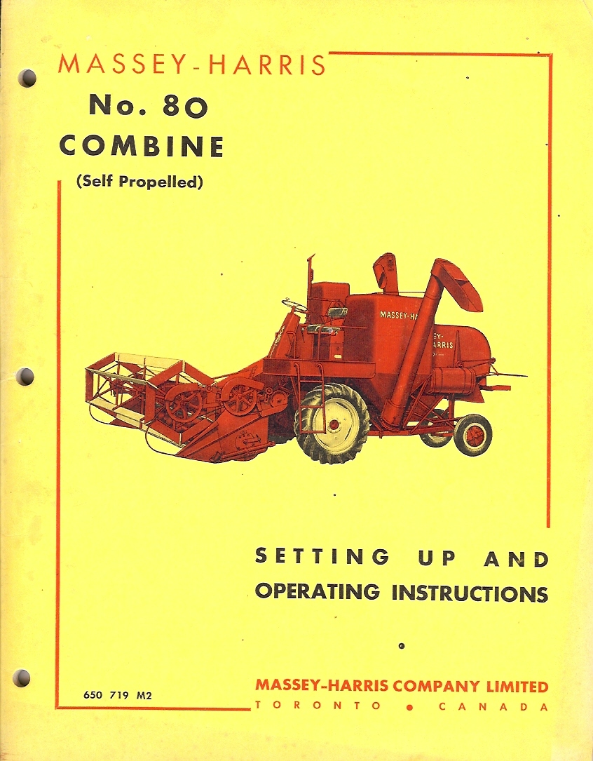 Farm Manual – Massey-Harris – 80 – Combine – Set Up Operating – c1952 (FM280)