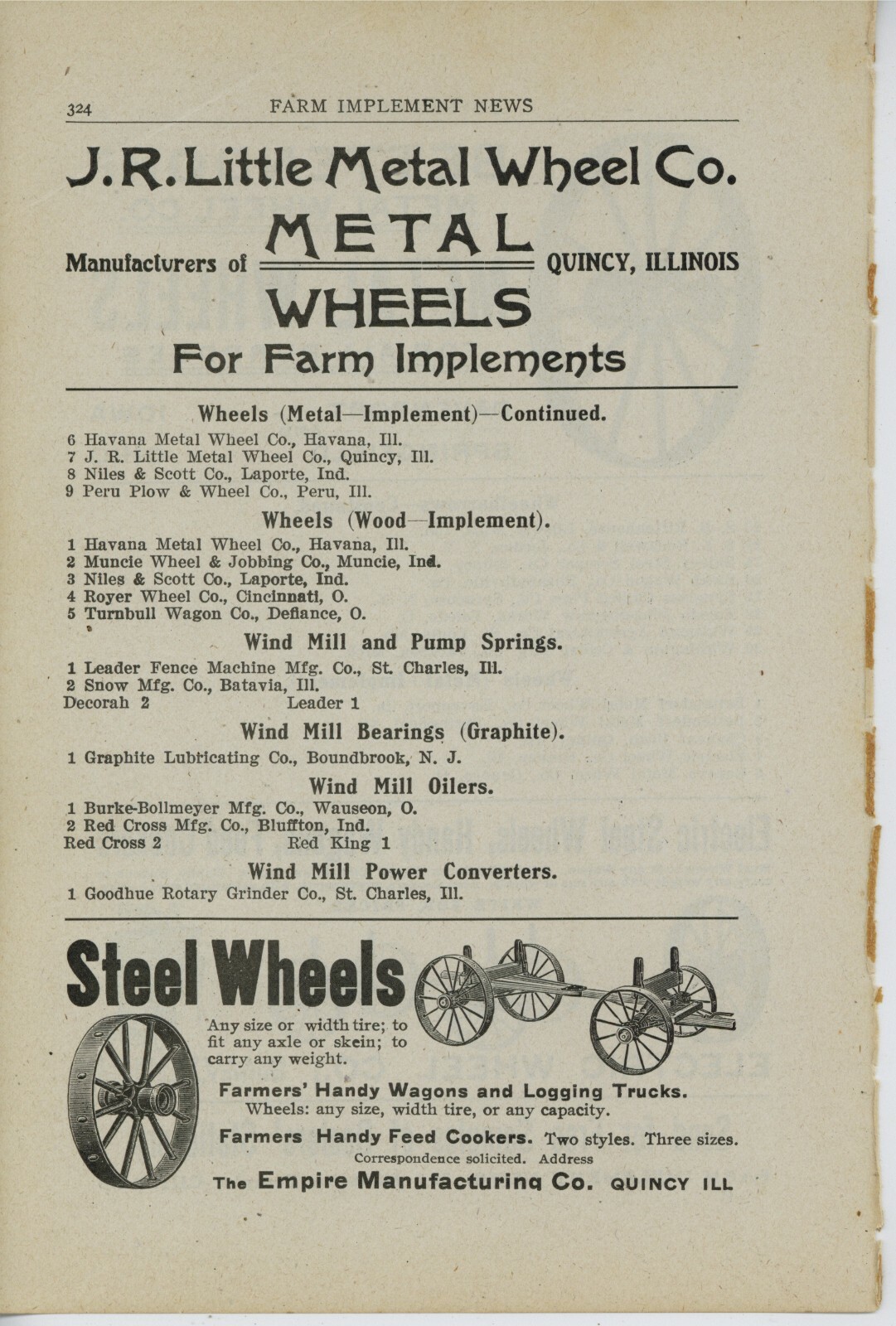 1905 Electric Wheel Co. Bettendorf Metal Wheel Co. Empire & JR Little Ads F&B pg