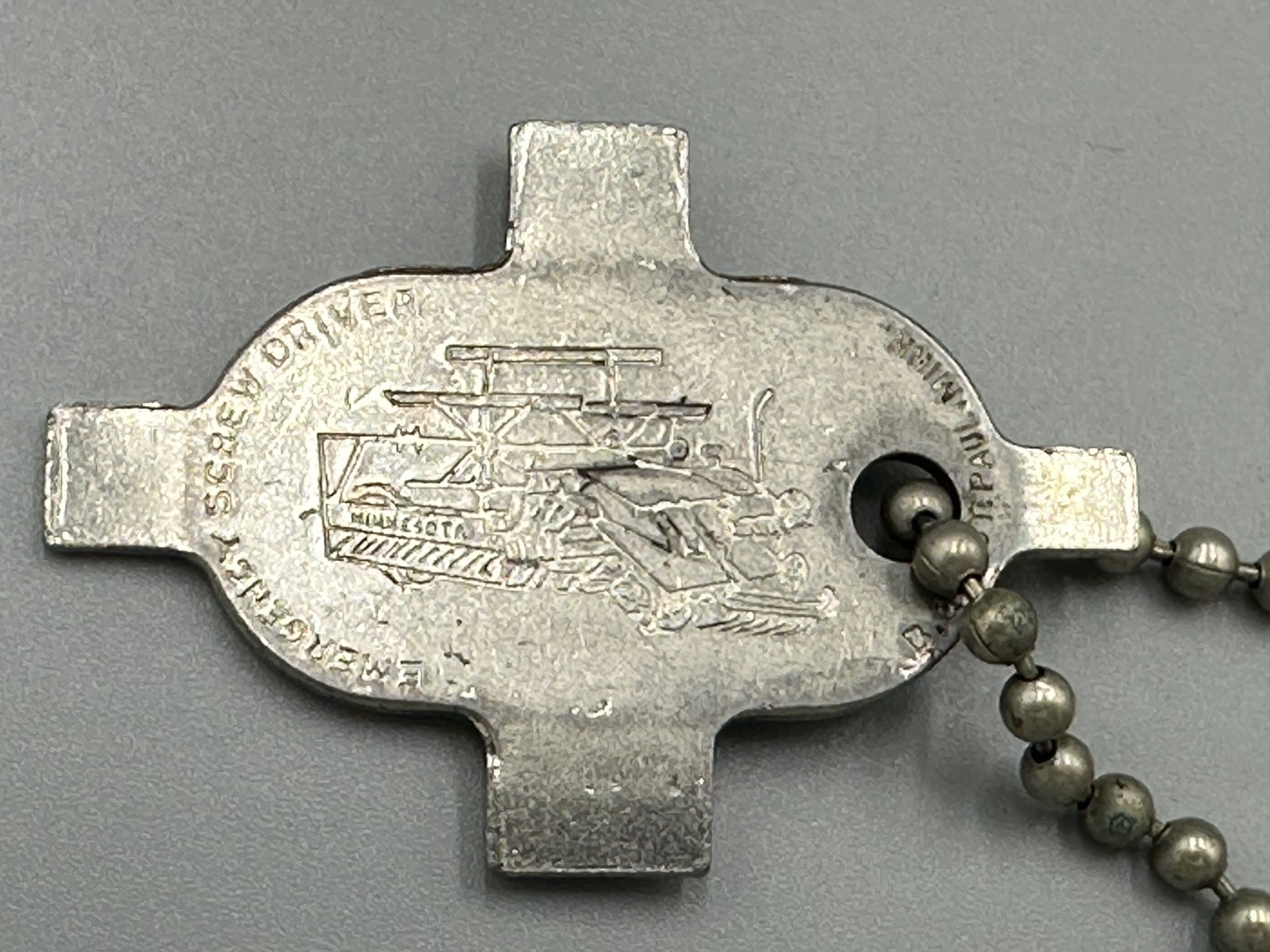 Vintage Minnesota Farm Machinery Advertising Keychain Pocket Screwdriver