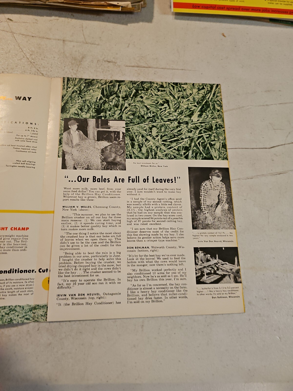 Vintage Brillion Hay Conditioner Advertising Folding Sales Brochure