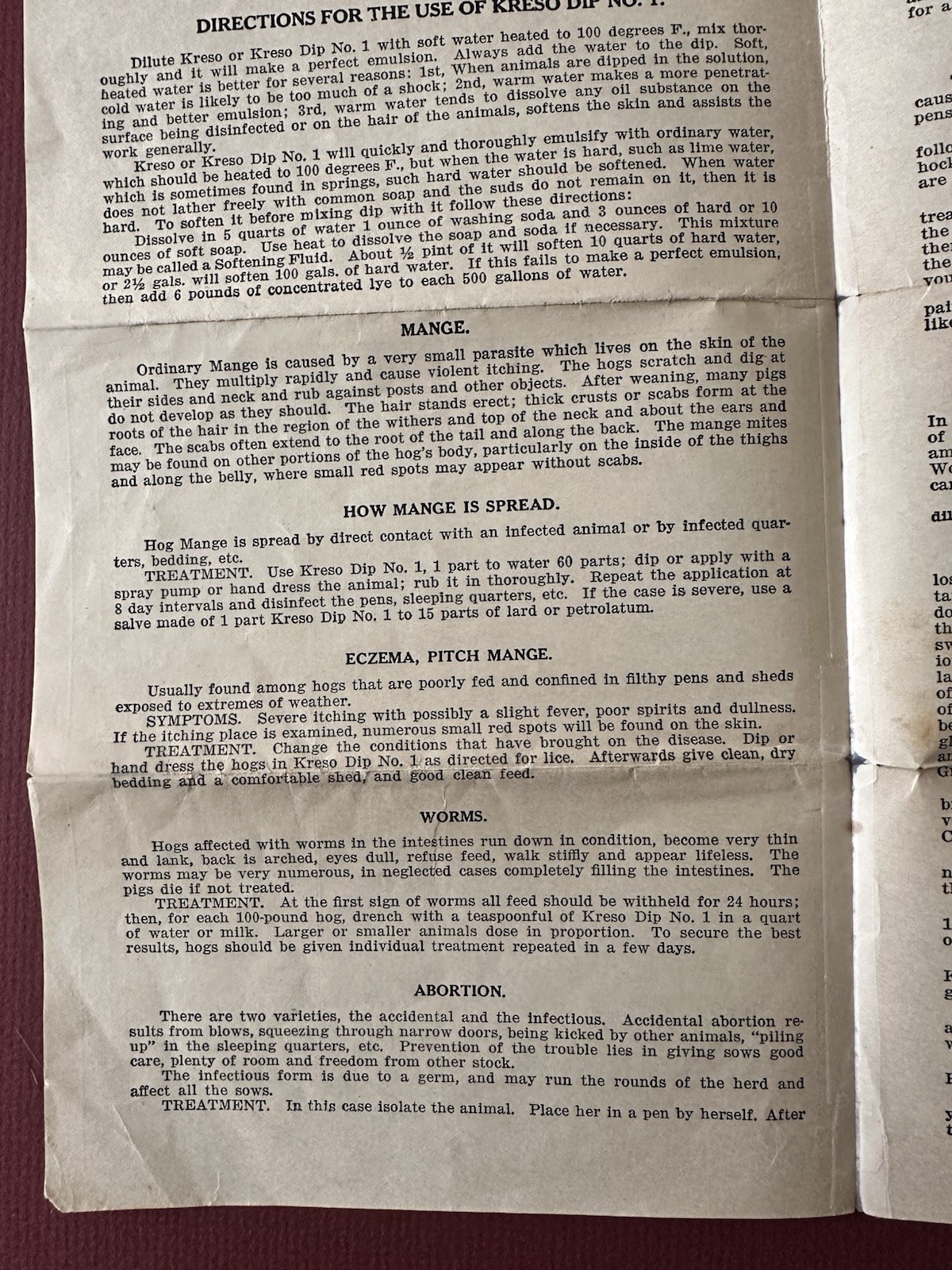 Vintage 1918 Kreso Dip No. 1 Brochure, Farm Sanitation, Etc., Parke, Davis & Co.