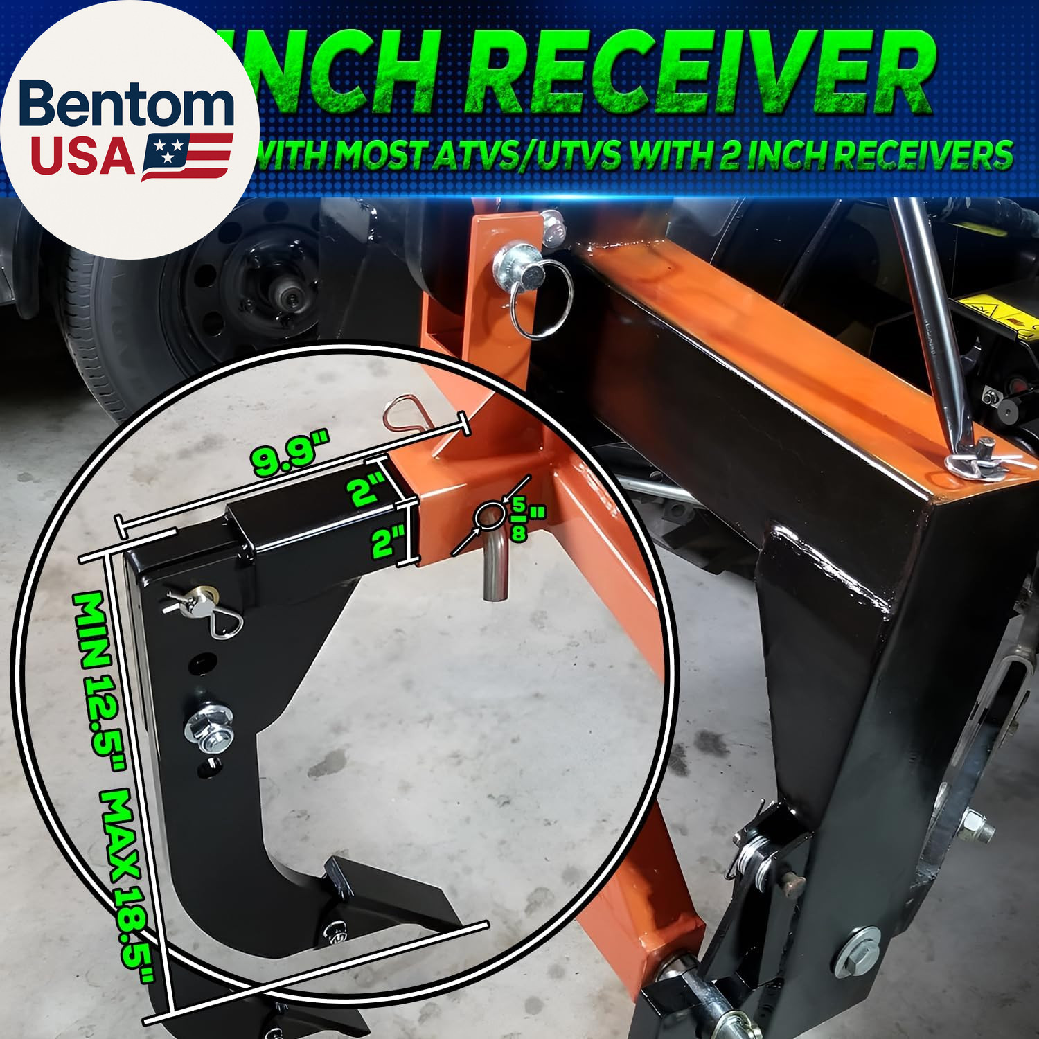 3 Point Trencher Ripper Attachment Fit 2&Prime; Receivers, Hitch Mounted Ripper for Tr
