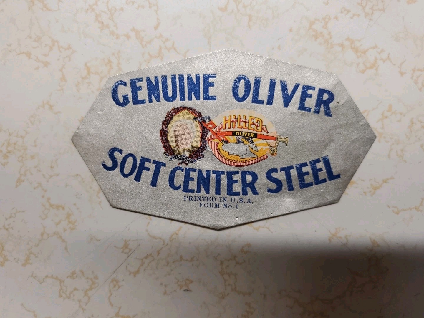 Rare Vintage Hilled Oliver Plows Soft Center Steel Sticker Decal Printed in USA