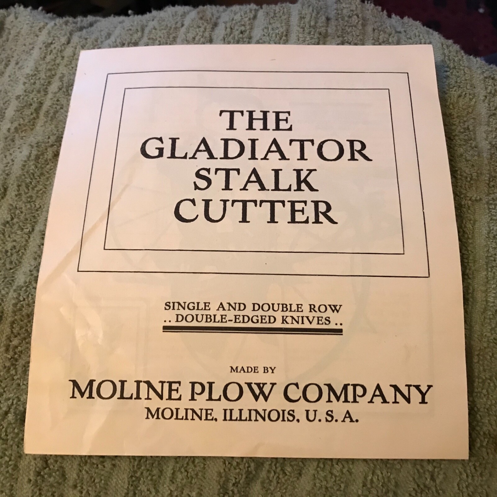 Original MOLINE TRACTOR Plow Gladiator Stalk Cutter m