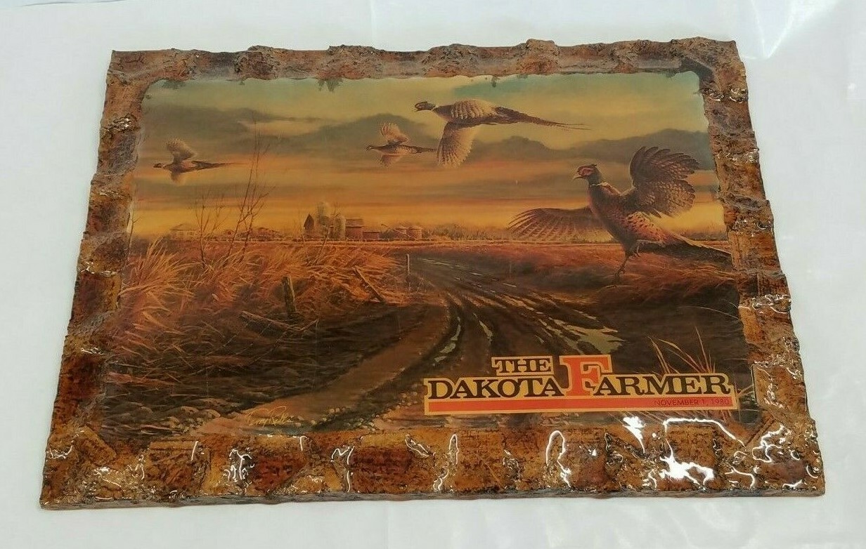 The Dakota Farmer ~Terry Redlin Pheasant Farm Scene Decoupage Paper Print ~1980