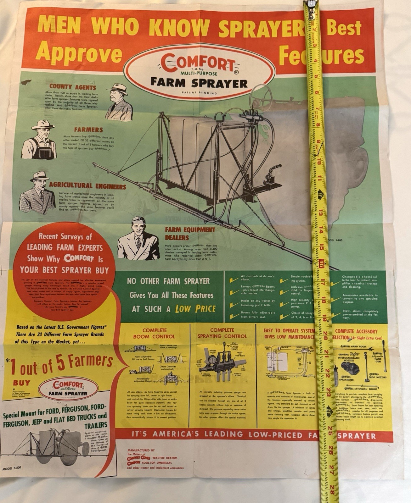 Vintage 1960&rsquo;s Comfort Farm Sprayer Dealer Brochure With 27.5X22 Inch Poster