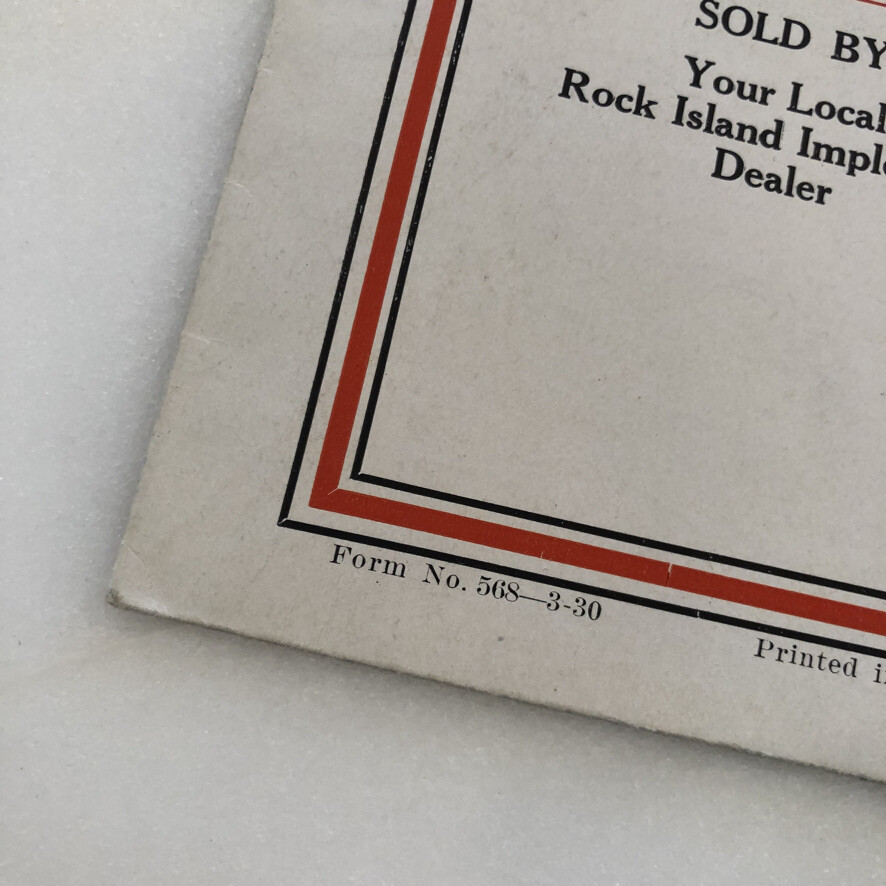 1930 ROCK ISLAND Planter PLOW Co FARM Advertising Antique Brochure POSTER
