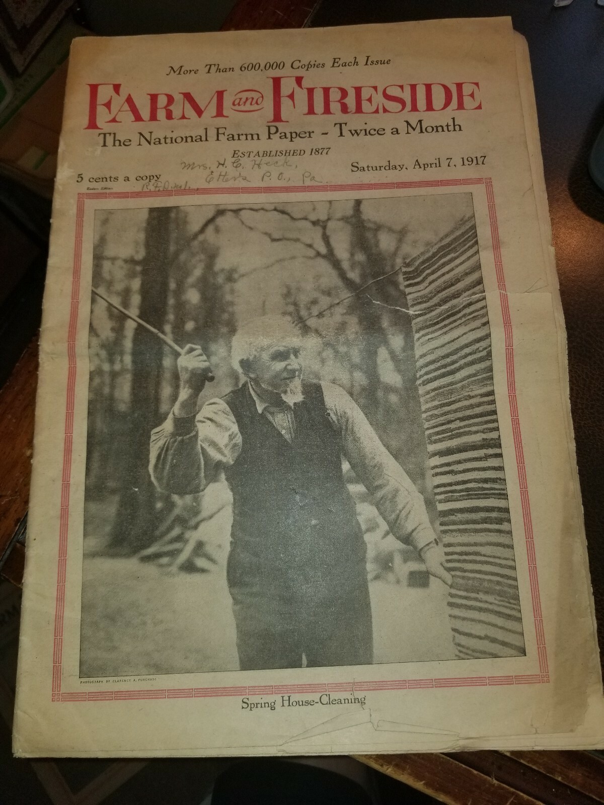 FARM and FIRESIDE, The National Farm Paper- Old Farmer Apr. 7 1917 John Deere…
