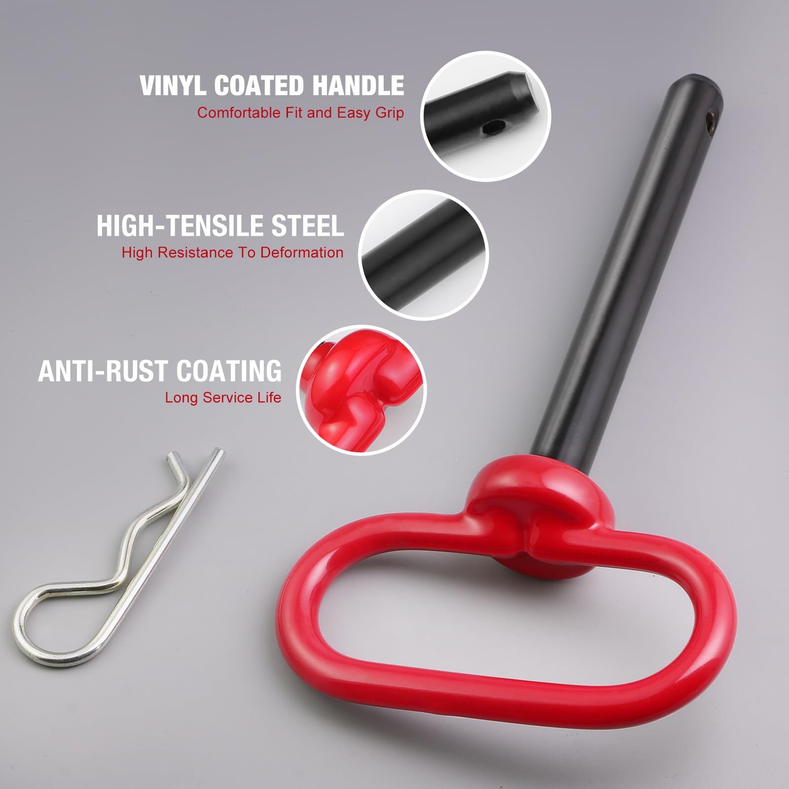 2Pcs Trailer Hitch Pin, 1/2 x 4 Inch Tractor Hitch Pin with R-Clip Pin for Lawn