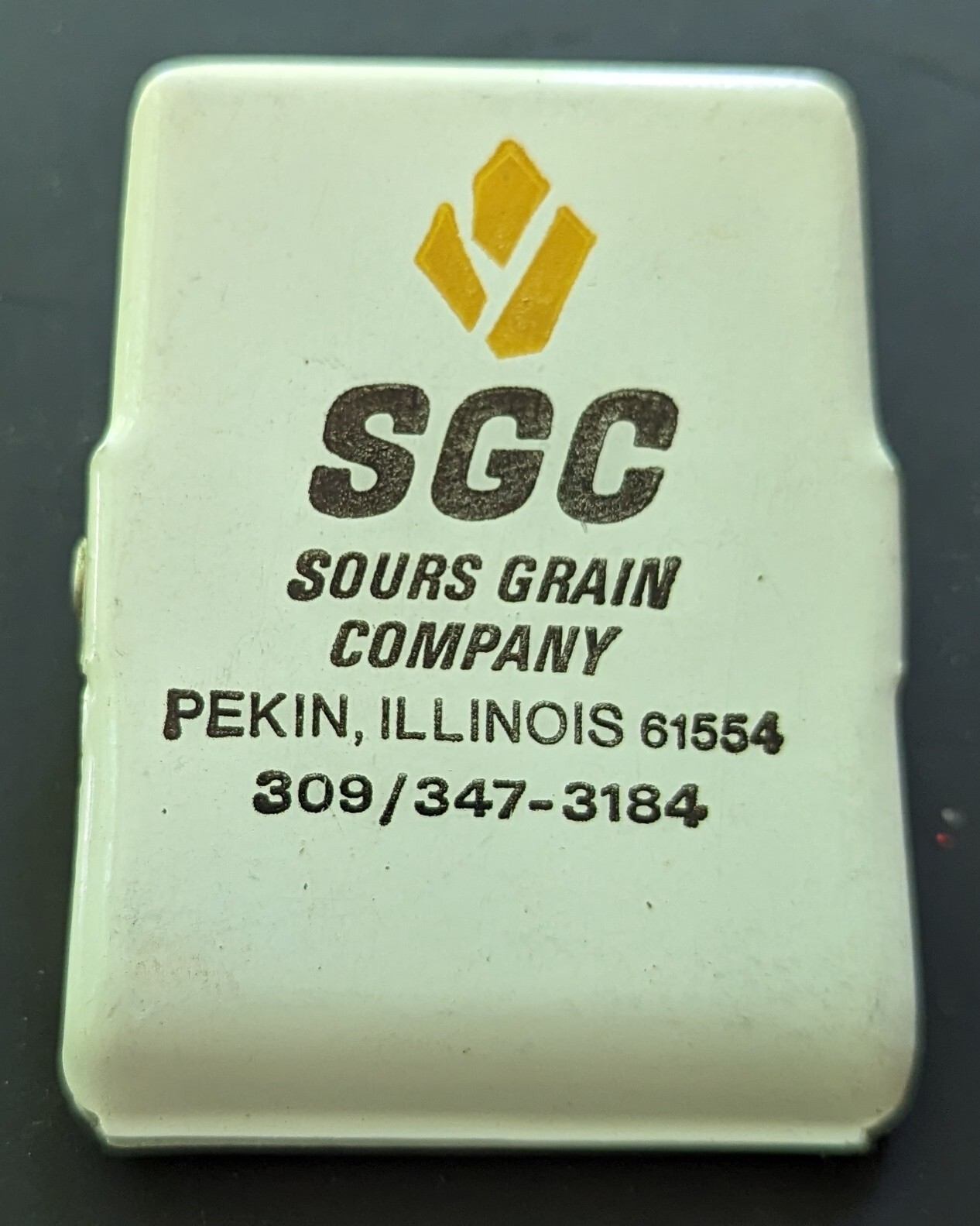 Vintage SGC Sours Grain Co Advertising Refrigerator Metal/Paper Clip Pekin, ILL