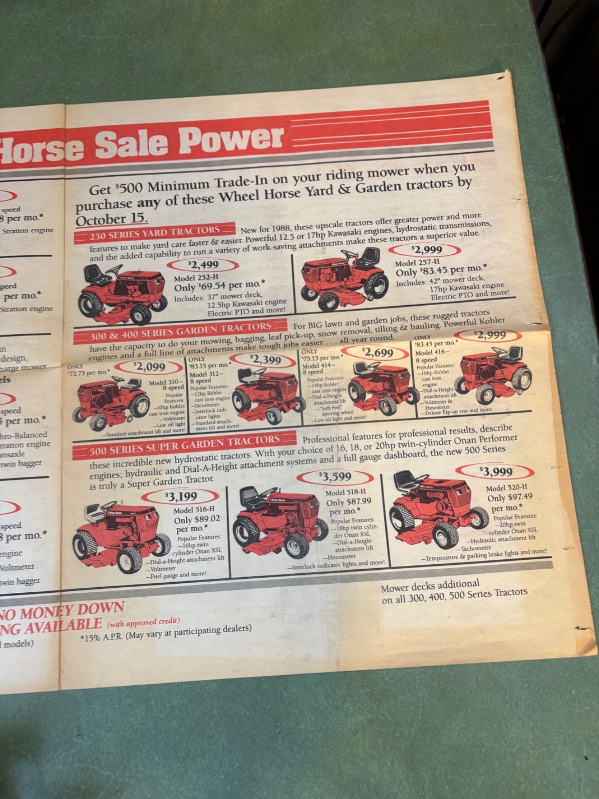 Original 1980&rsquo;s Wheel Horse Newspaper Style Advertising Brochure