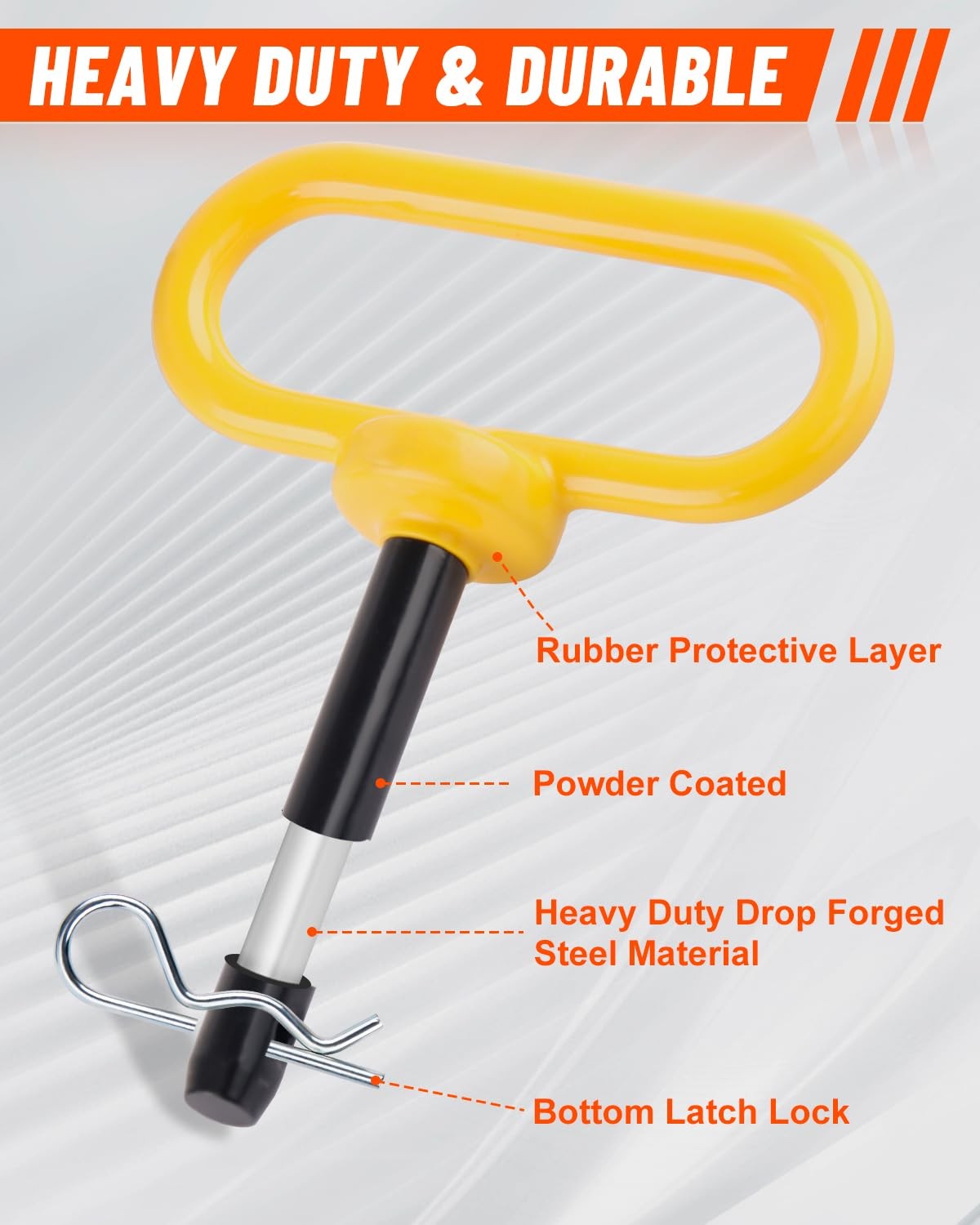 4Pack Hitch Pin, 1/2 x 3 Inch Trailer Hitch Pin with Clip and Rubber-Coated Hand