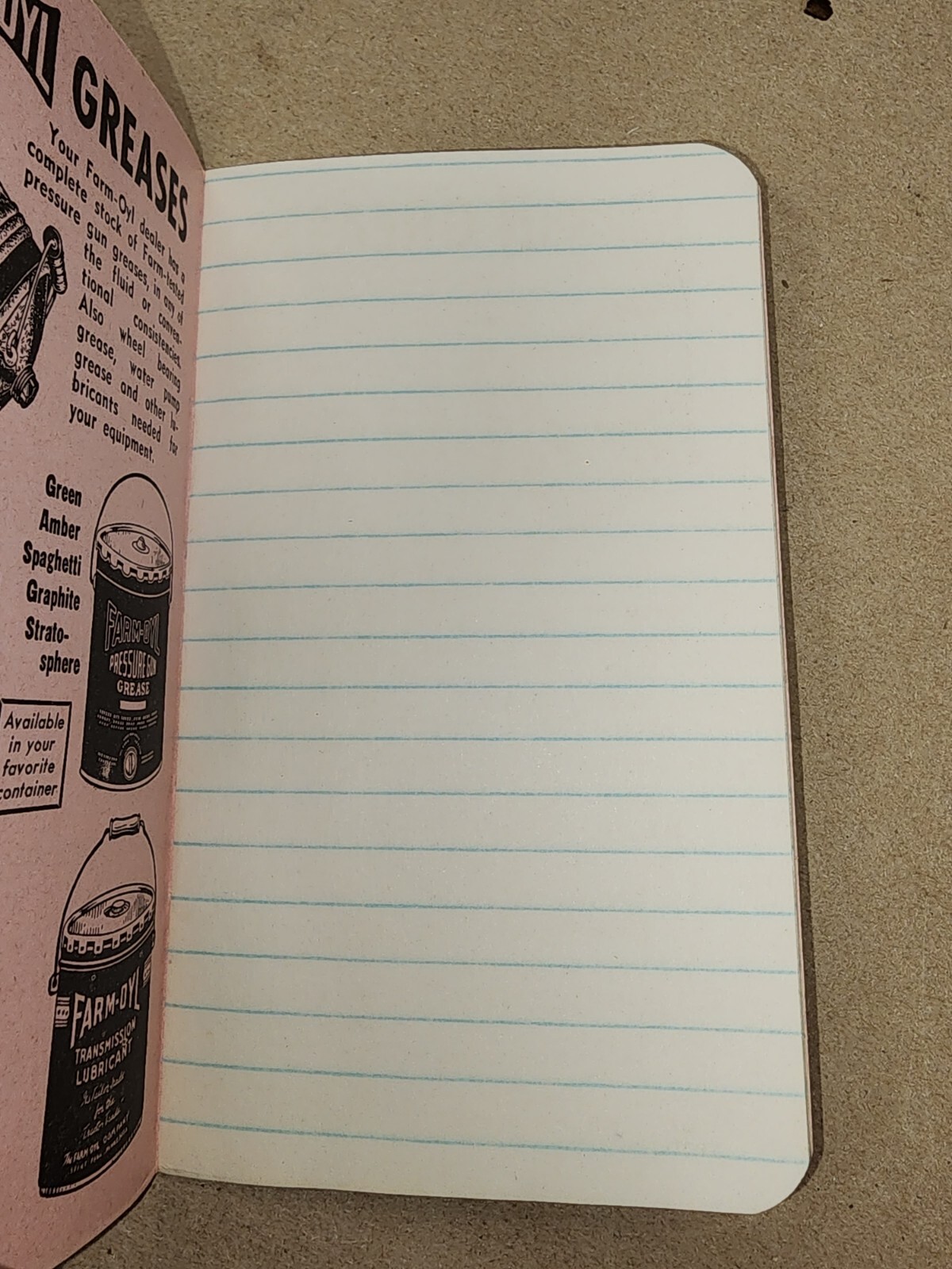 Farm-Oyl Memo Book 1949 50 Petroleum Advertising Stichter Imp Co – Lexington, IL