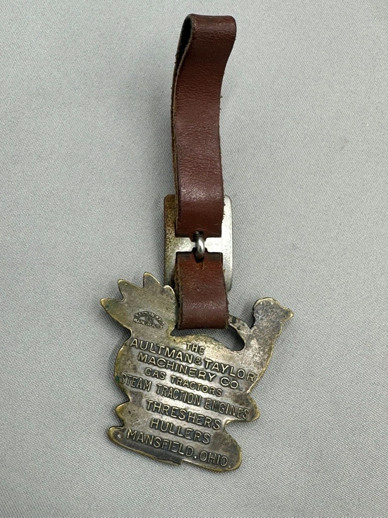 Antique Aultman Taylor TRACTOR Thresher ENGINE Farm Advertsing WATCH FOB Rooster