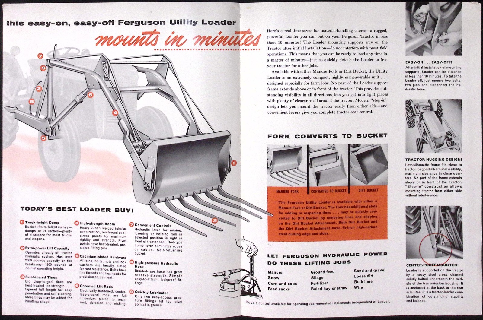 1957 Ferguson Utility Loader Manure Fork Utility Bucket Massey-Harrison-Ferguson