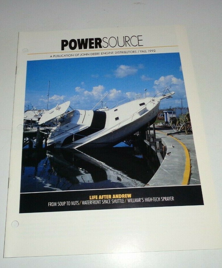John Deere Fall 1992 Power Source Magazine Catalog Brochure Hurricane Andrew JD