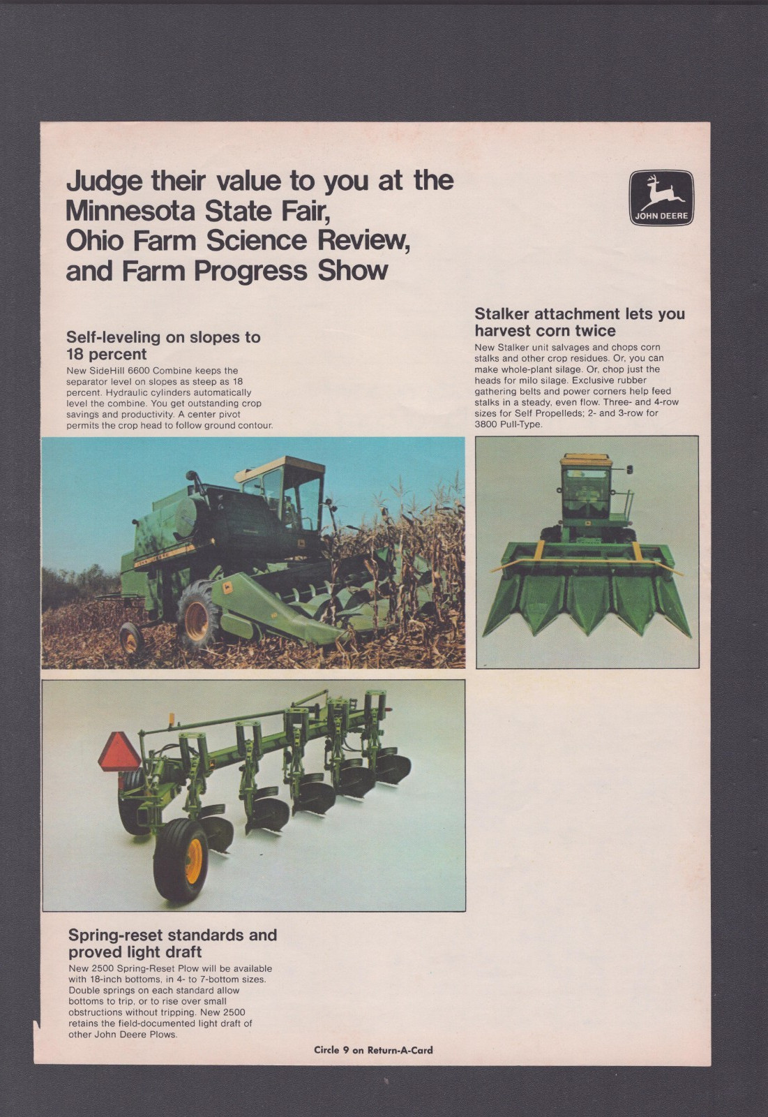 1974 Print Ad John Deere Preview for&rsquo;75 Minnesota State Fair Ohio Farm Science