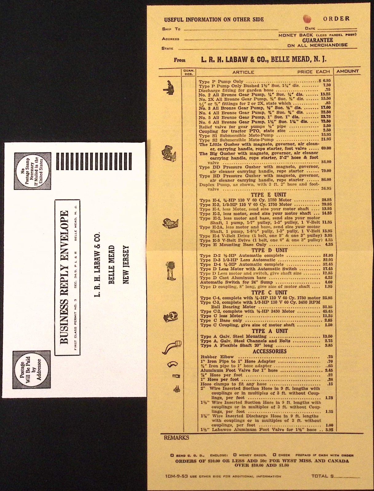 1954 Labawco Type P Pump Brochure L.R.H. Labaw & Co Belle Mead NJ