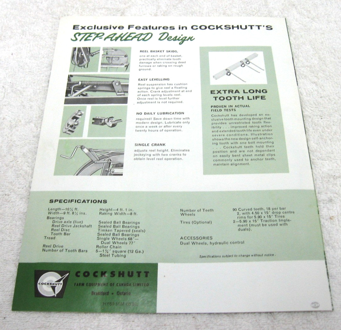 VINTAGE 1963 COCKSHUTT TRACTOR 311 RAKE BROCHURE ORIGINAL