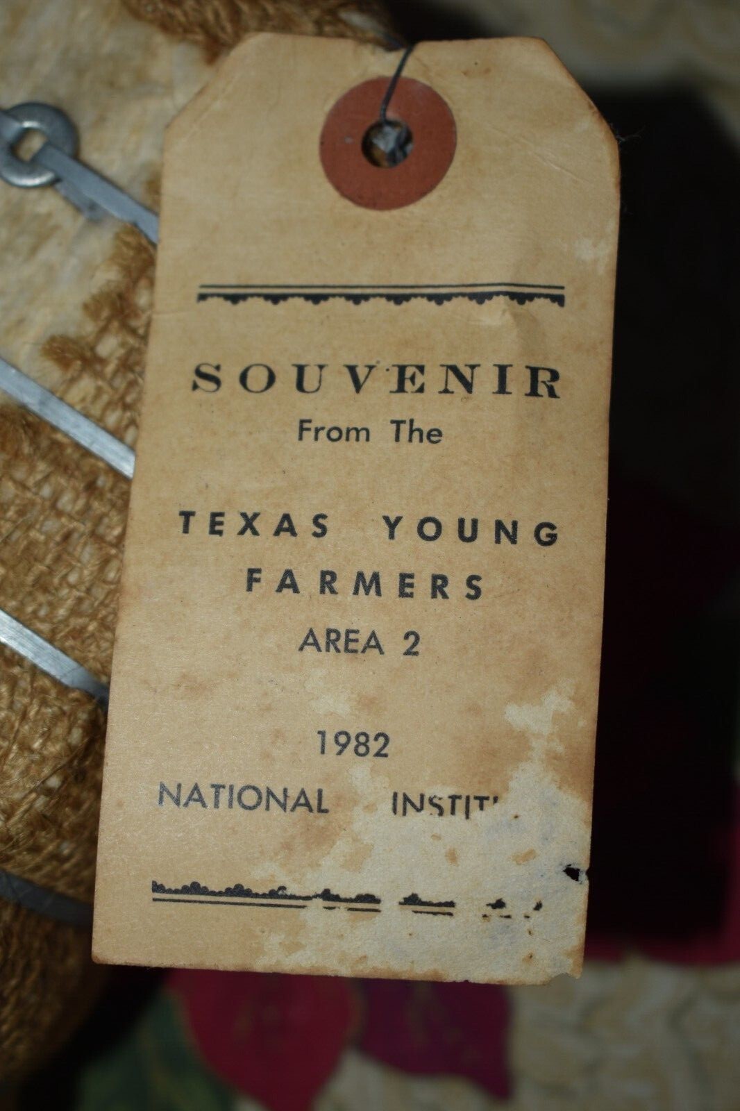 Vintage Souvenir Real Mini Cotton Bale From The Texas Young Farmers Area 2 1982 