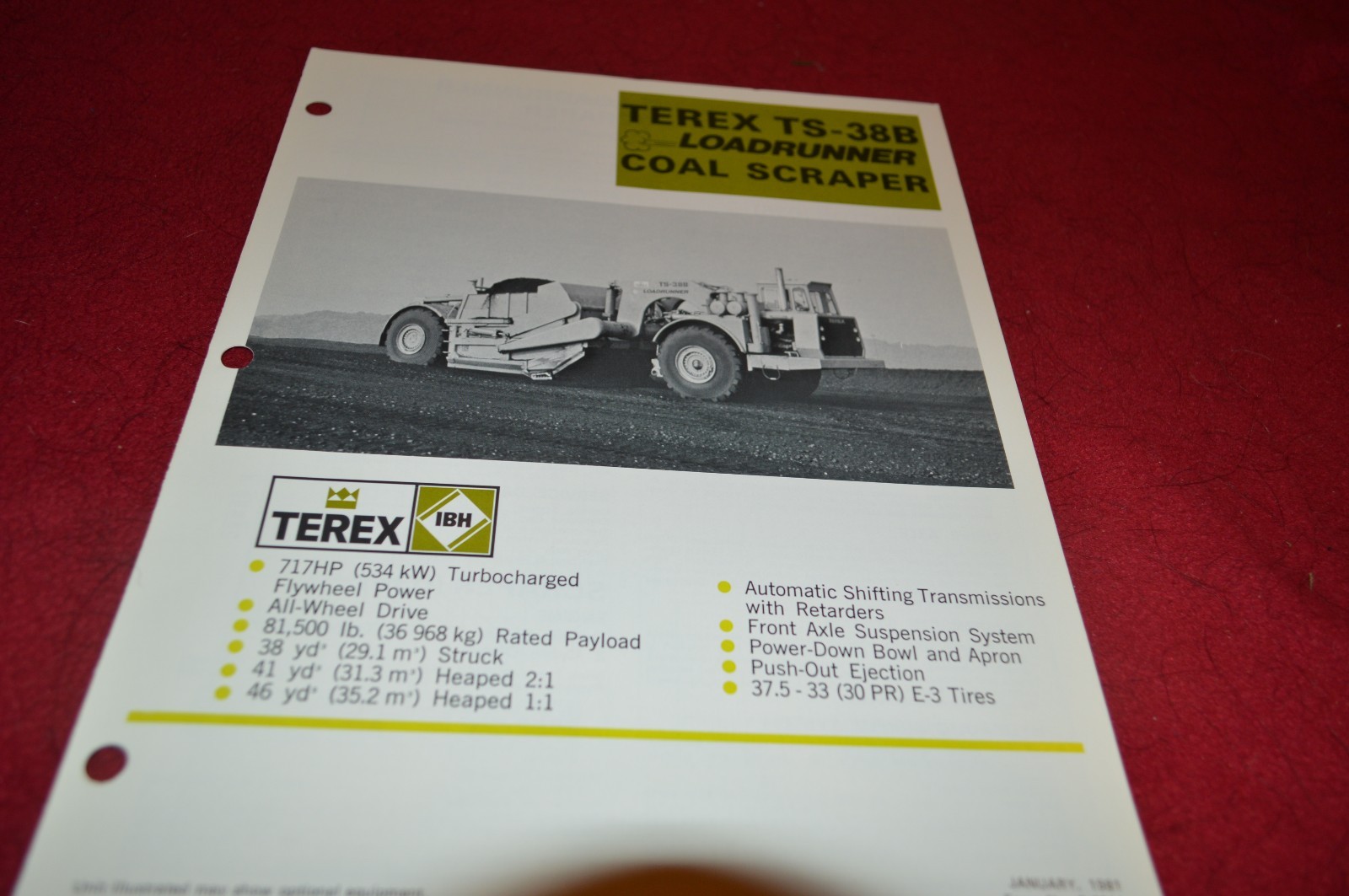 Terex TS-38B Coal Pan Scraper Loader Dealer&rsquo;s Brochure DCPA4 ver3