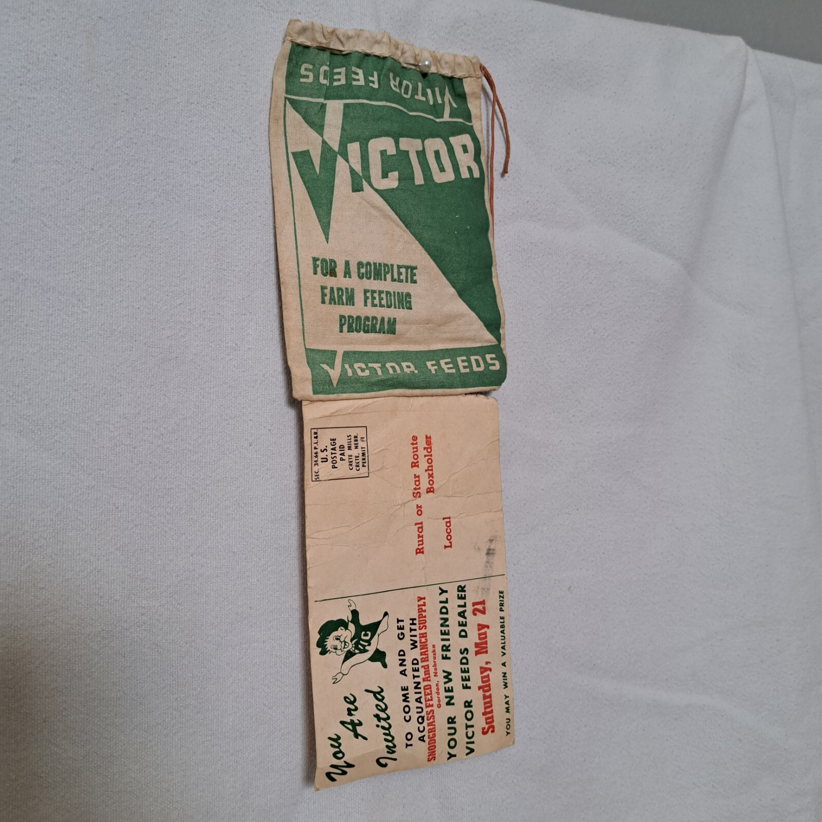 SNODGRASS FEED & RANCH SUPPLY Gordon, Nebraska VICTOR FEEDS DEALER Bag Postcard