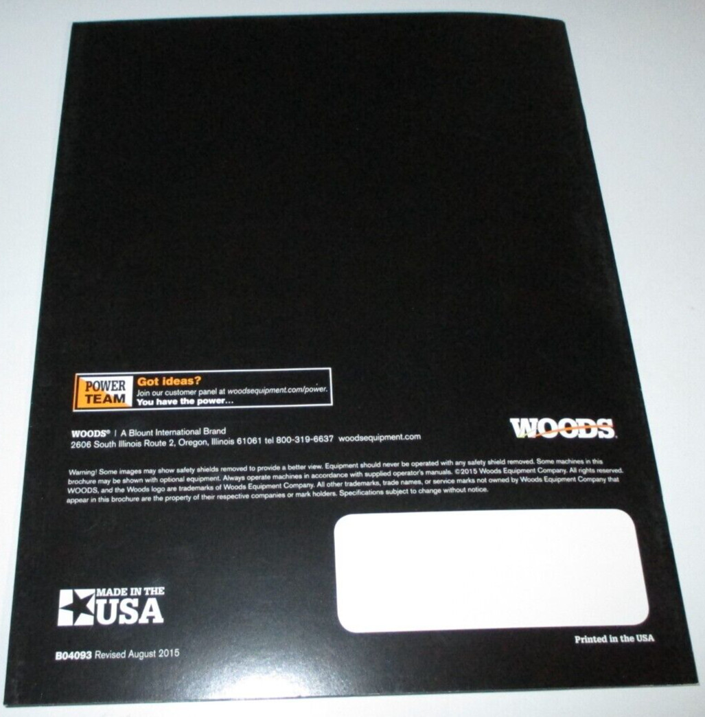 *Woods Batwing Cutters / Mowers Sales Brochure Models BW12 thru BW1620X 2015