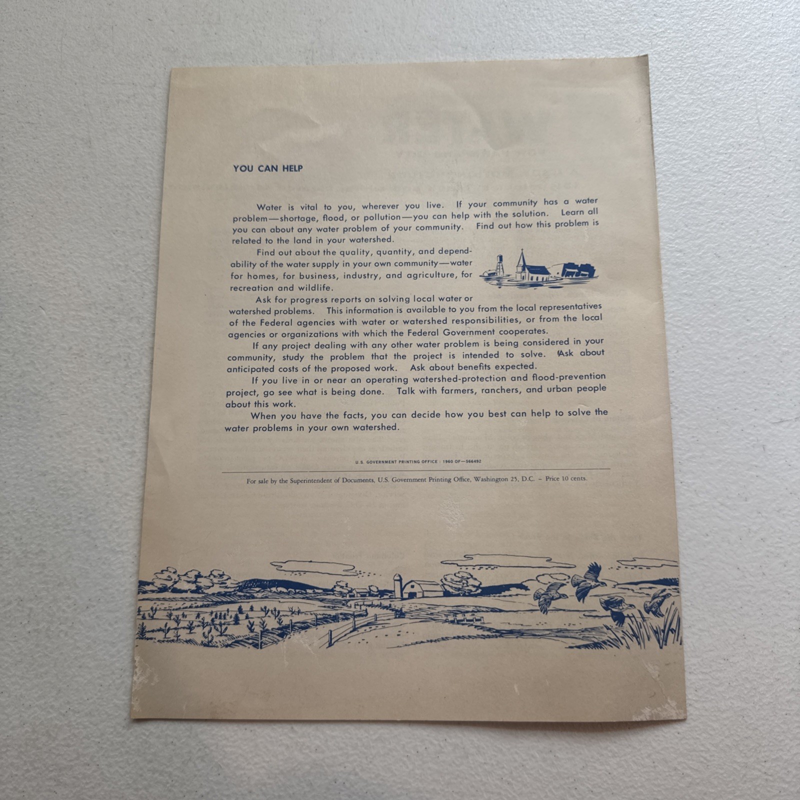 U. S. Department Of Agriculture December 1960 Water For Farm And City Brochure
